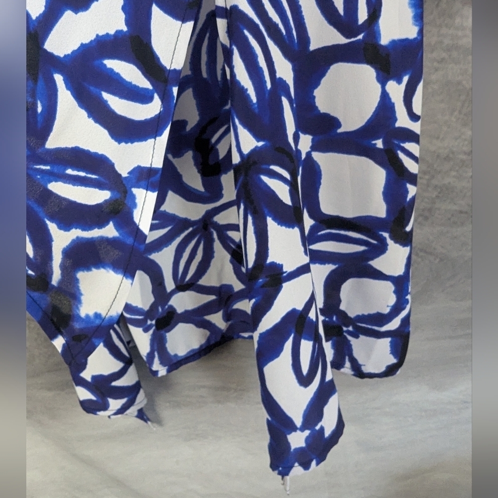 Slim Factor Large NWT Tunic Blouse Blue/Black/White Button Down - Picture 5 of 13